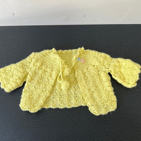 Yellow Crocheted Baby Cardigan vintage - Picture 1 of 1